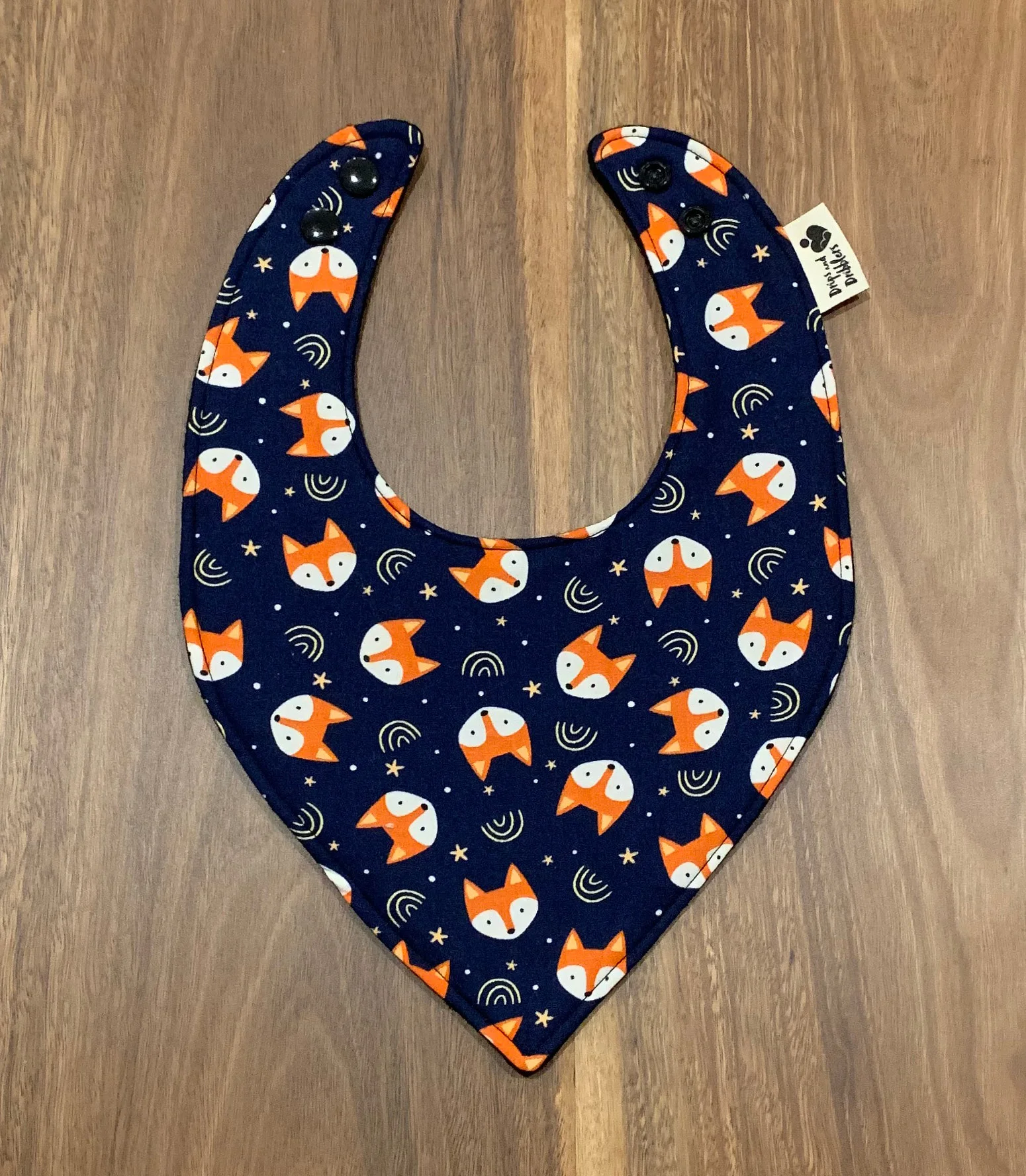 Cute fox pattern on a dribble bib