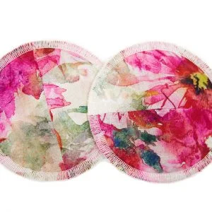 Pink floral splash breast pad pair