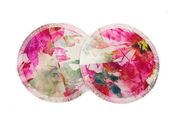 Pink floral splash breast pad pair