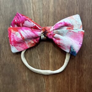 Butterfly bow headband - Pink floral splash