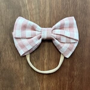 Butterfly bow headband - Vintage blush gingham