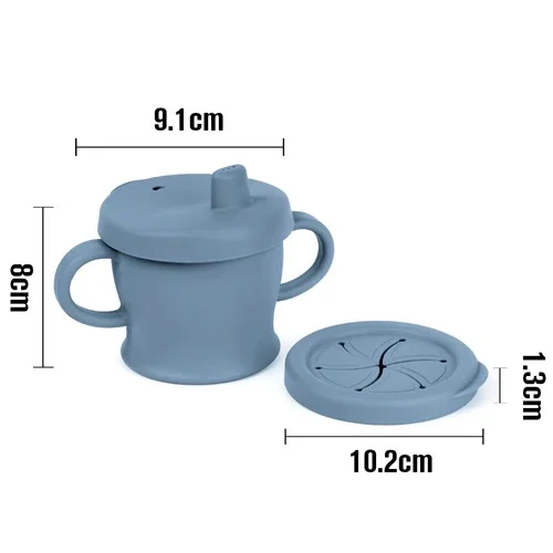 Haakaa silicone sip-n-snack cup bluestone