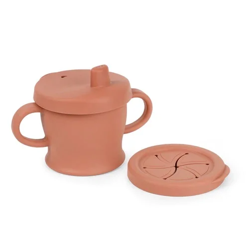 haakaa silicone sip-n-snack cup rust