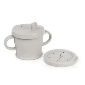 haakaa silicone sip-n-snack cup grey