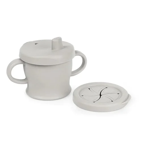 haakaa silicone sip-n-snack cup grey